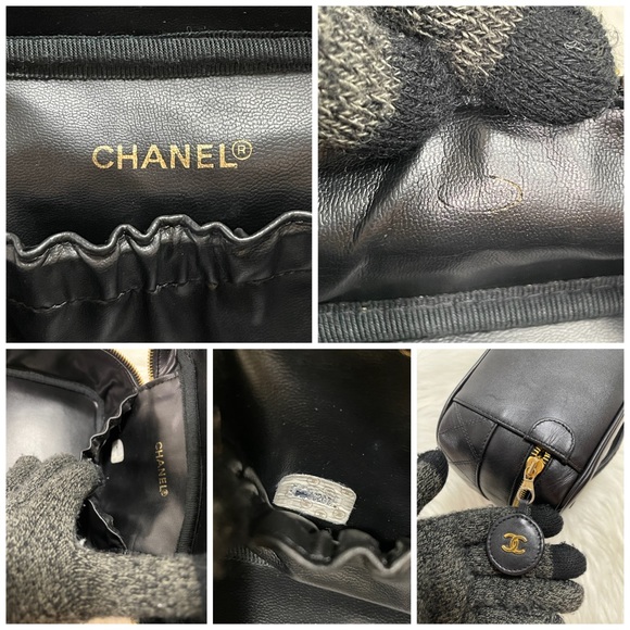 Lambskin Vanity Cosmetic Case Black #1 - Picture 12 of 16